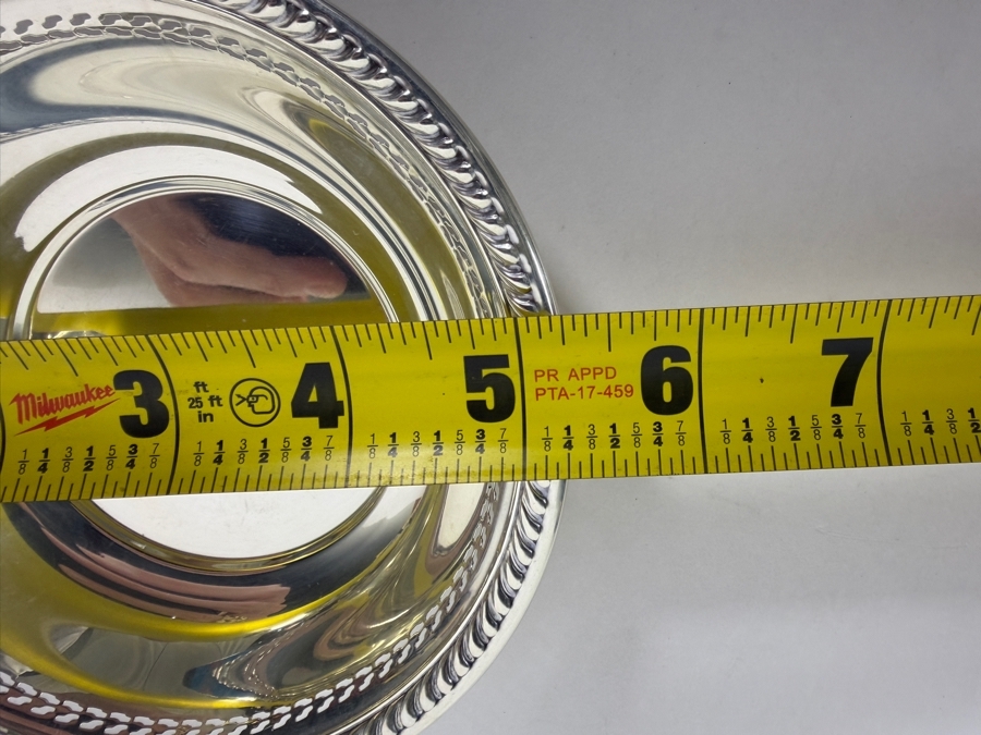 Vintage Wallace Silversmiths Solid Sterling Silver Bowl With Gadroon Rope Border 47.8g 5.25W Silver Melt Value $78 [Photo 5]