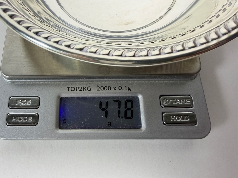 Vintage Wallace Silversmiths Solid Sterling Silver Bowl With Gadroon Rope Border 47.8g 5.25W Silver Melt Value $78 [Photo 6]