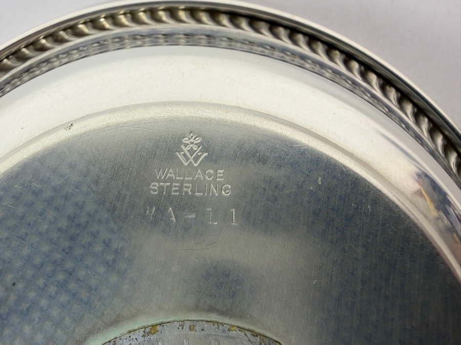 Vintage Wallace Silversmiths Solid Sterling Silver Bowl With Gadroon Rope Border 47.8g 5.25W Silver Melt Value $78 [Photo 4]
