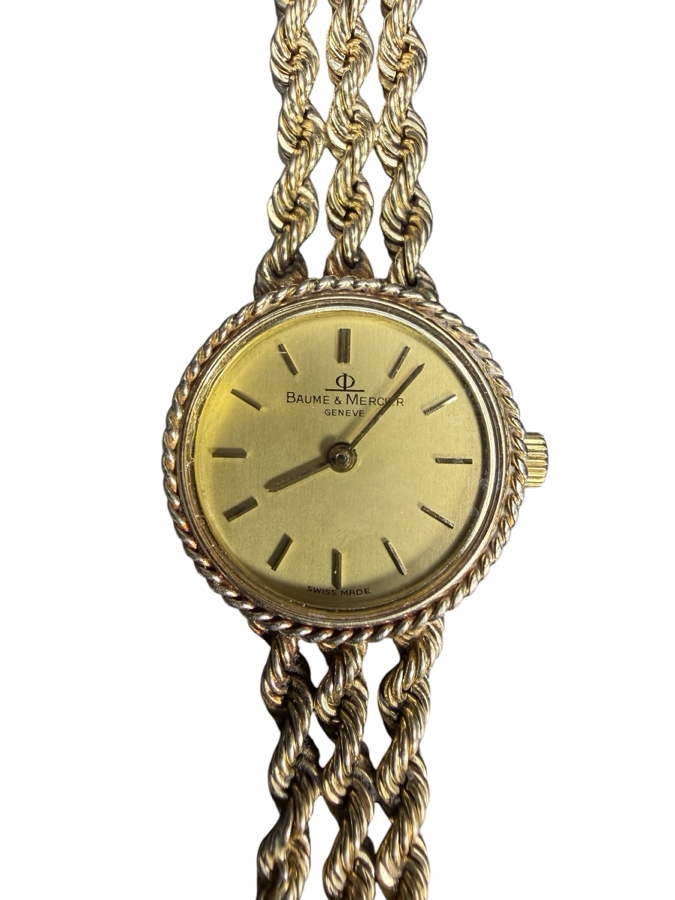 Vintage Baume And Mercier Ladies Geneve 14K Yellow Gold Women's Quartz Rope Bracelet Watch, Reference 7654 T With Box 21.1g Estimate $1,500 - $3,500 [Photo 2]