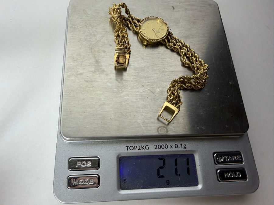 Vintage Baume And Mercier Ladies Geneve 14K Yellow Gold Women's Quartz Rope Bracelet Watch, Reference 7654 T With Box 21.1g Estimate $1,500 - $3,500 [Photo 11]
