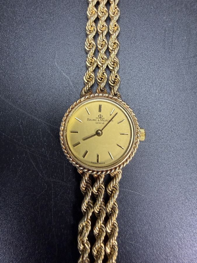 Vintage Baume And Mercier Ladies Geneve 14K Yellow Gold Women's Quartz Rope Bracelet Watch, Reference 7654 T With Box 21.1g Estimate $1,500 - $3,500 [Photo 4]