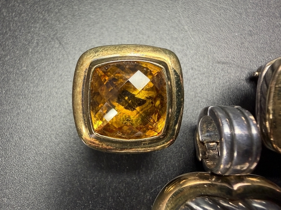 David Yurman Sterling Silver 18K Yellow Gold Cushion Cut Citrine Earrings And Cable Heart Pendant Jewelry Set 30.8g Estimate $650 - $1,100 [Photo 3]