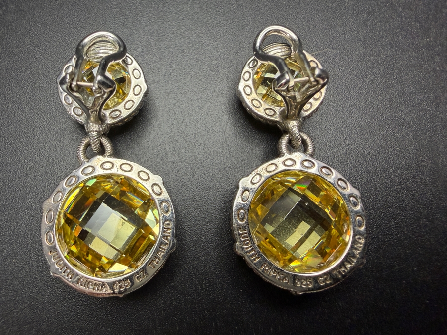 Judith Ripka Canary Yellow Cubic Zirconia Classic Dangle Drop Earrings 19.0g [Photo 2]