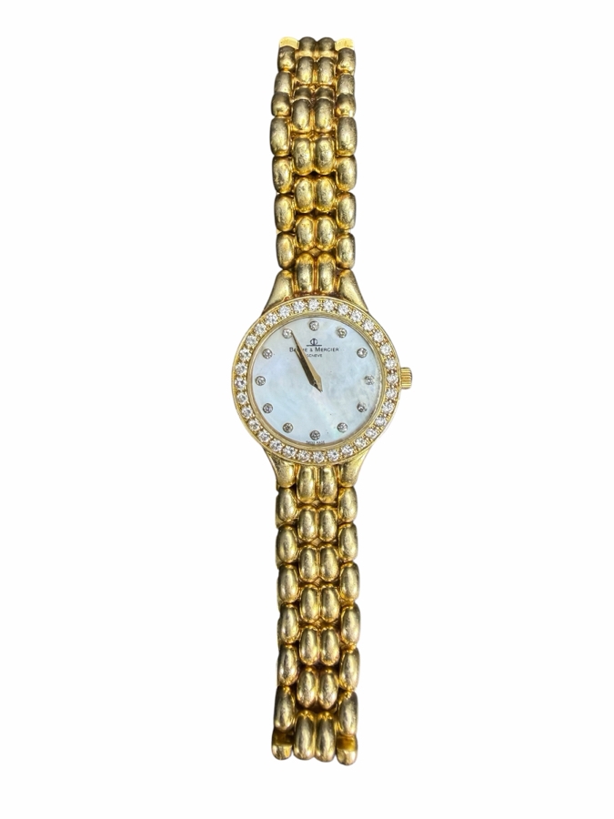 Vintage Baume & Mercier Ladies Gala 14K Yellow Gold Mother Of Pearl Diamond Watch With Original Paperwork and Box Estimate $3,500 - $4,500 [Photo 2]