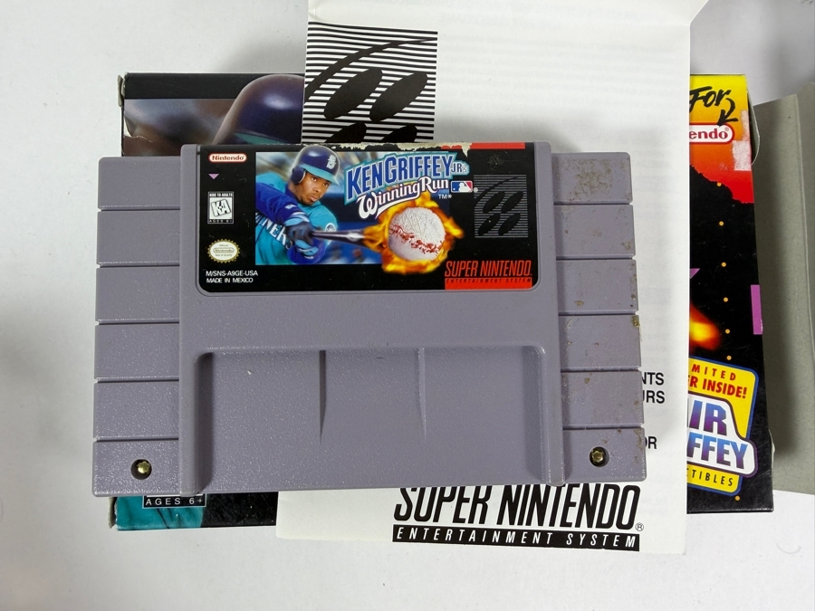 Lot Of 4 Assorted Vintage Super Nintendo Entertainment System SNES Games Complete In Box Including Monopoly, Battle Grand Prix, Ken Griffey Jr., And Brunswick Bowling. Estimate $95 - $155 [Photo 7]