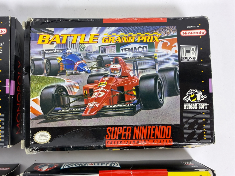 Lot Of 4 Assorted Vintage Super Nintendo Entertainment System SNES Games Complete In Box Including Monopoly, Battle Grand Prix, Ken Griffey Jr., And Brunswick Bowling. Estimate $95 - $155 [Photo 5]