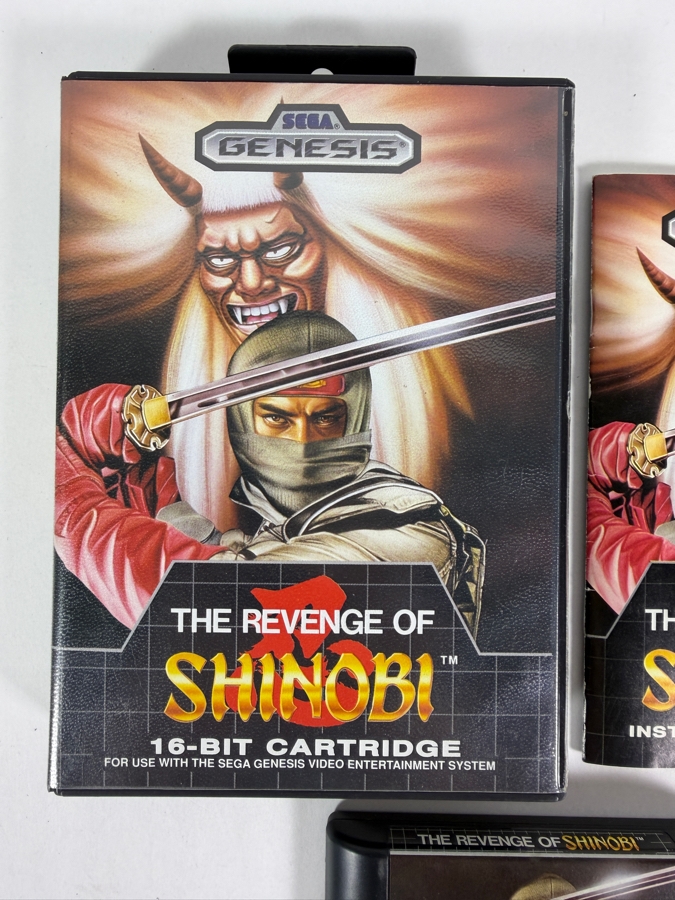 The Revenge Of Shinobi Complete In Box CIB Video Game For Sega Genesis 16-Bit Console With Original Box Case Manual Cartridge. Estimate $35 - $60 [Photo 2]