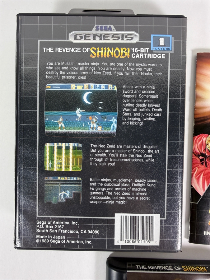 The Revenge Of Shinobi Complete In Box CIB Video Game For Sega Genesis 16-Bit Console With Original Box Case Manual Cartridge. Estimate $35 - $60 [Photo 5]