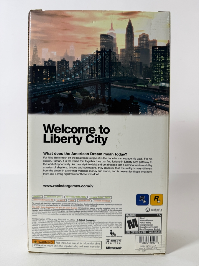 Grand Theft Auto IV Special Edition Video Game For Microsoft Xbox 360 Console Featuring Outer Cardboard Sleeve Package Cover, In Box. Estimate $170 - $245 [Photo 3]