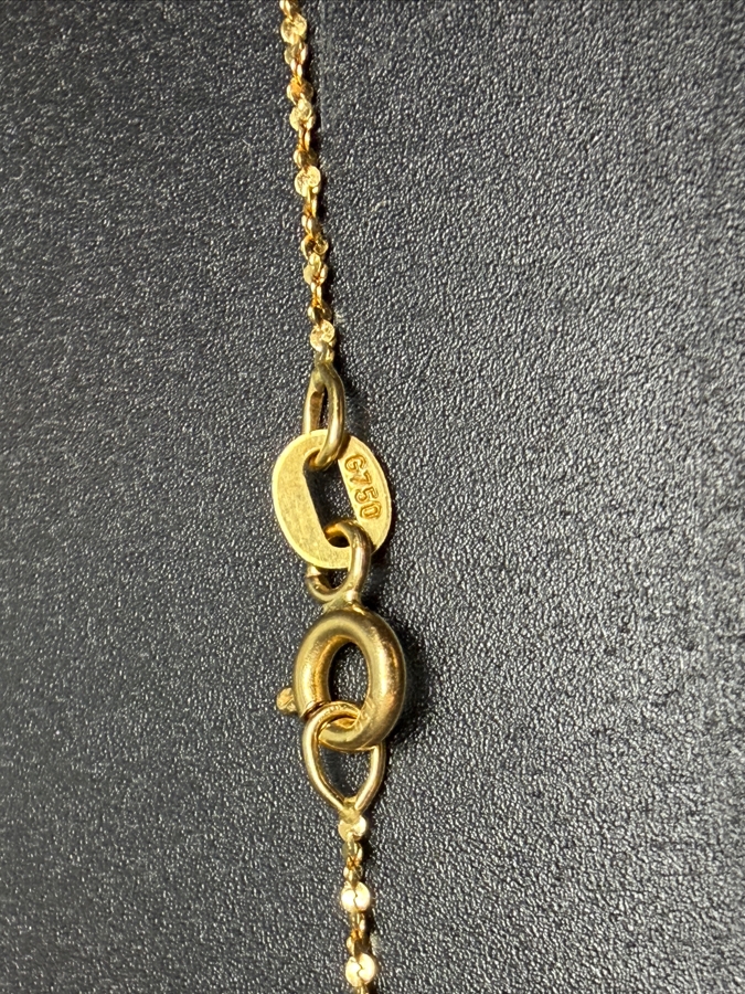 18k Gold 16' Chain Necklace 1.5g with 14k Gold Modernist Channel Set Pyramid Cut Citrine Quartz Pendant and Matching Earrings Set 6.5g - Total Weight 8g [Photo 10]