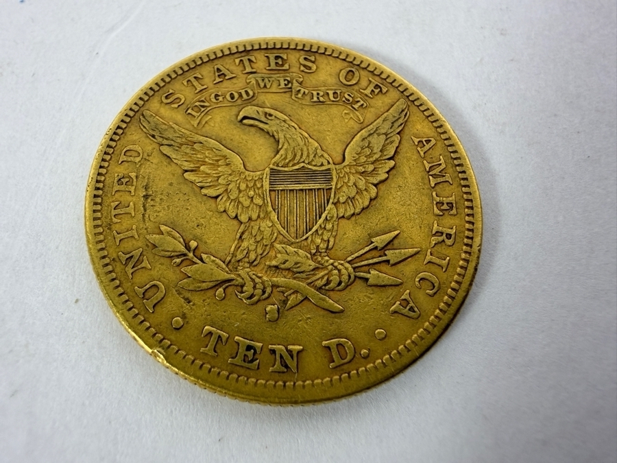 1881 United States Liberty Head Ten Dollar Gold Eagle Coin Coronet Head Philadelphia Mint Pre-1933 Bullion Piece Estimate $2100 - $2400 [Photo 3]