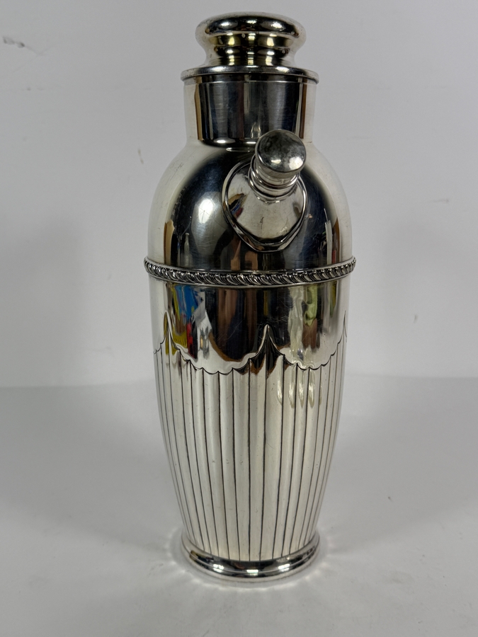 Poole Silver Co. Georgian EPNS Hand Chased Footed Cocktail Shaker Pitcher 1002 12'H Estimate $40 - $85 [Photo 2]