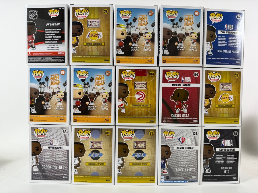 Lot Of 15 Assorted Funko Pop Vinyl Figures Including NBA Basketball, White Men Can't Jump, And NHL Hockey Exclusives, In Box. Estimate $215 - $310 [Photo 11]