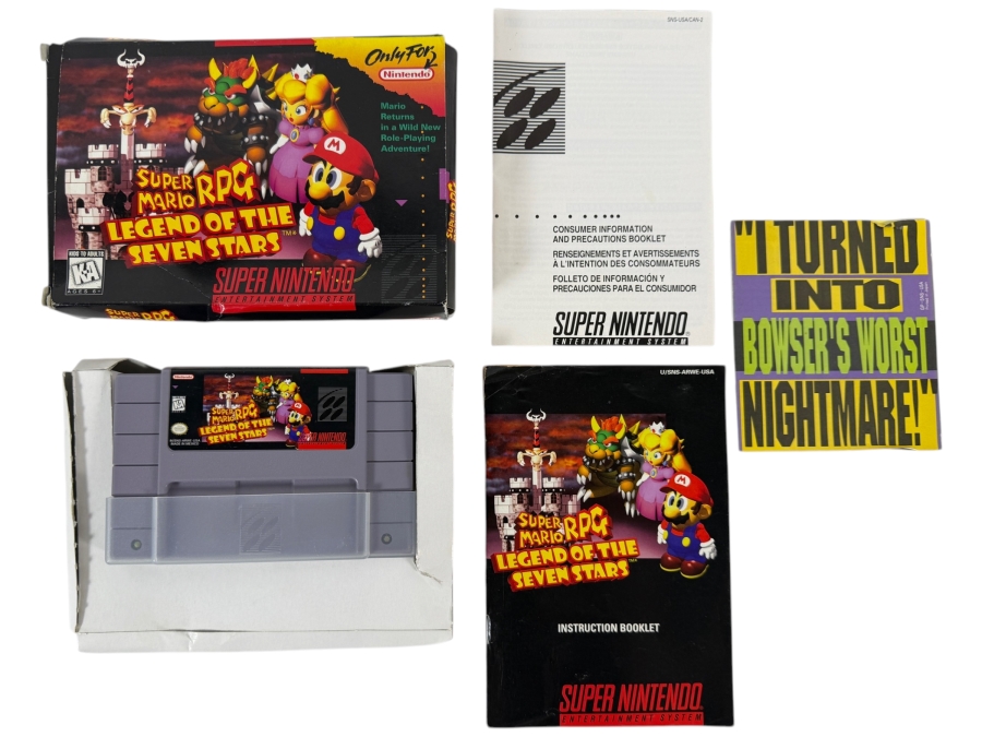 Super Mario RPG: Legend of the Seven Stars Super Nintendo SNES Complete In Box CIB With Manual And Inserts Estimate $230 - $330