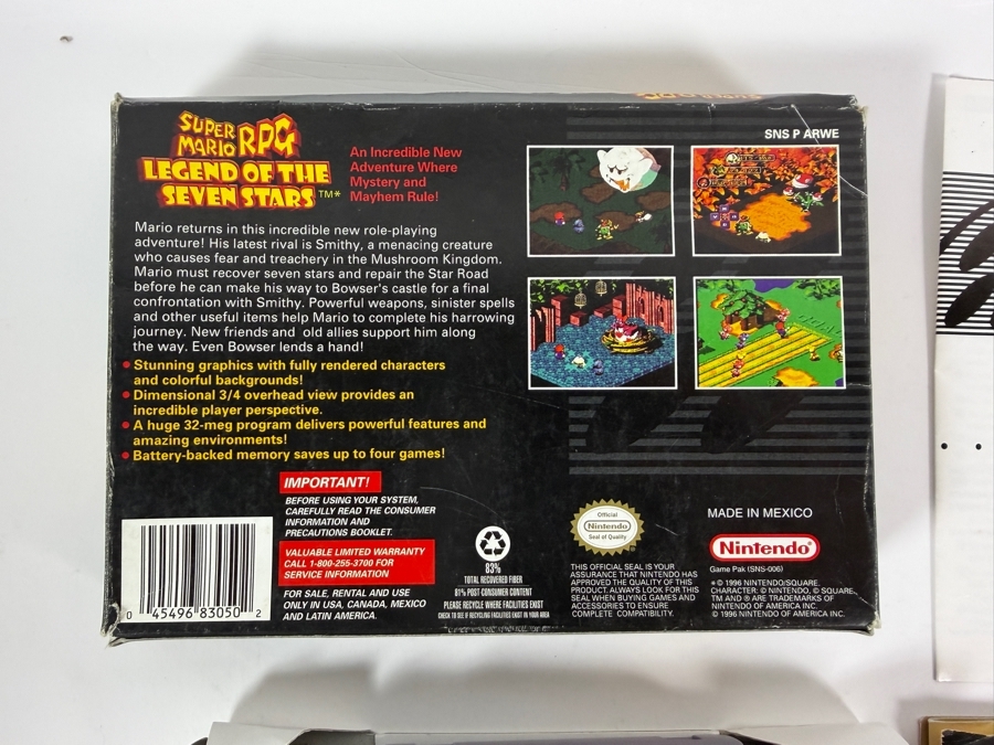 Super Mario RPG: Legend of the Seven Stars Super Nintendo SNES Complete In Box CIB With Manual And Inserts Estimate $230 - $330 [Photo 5]