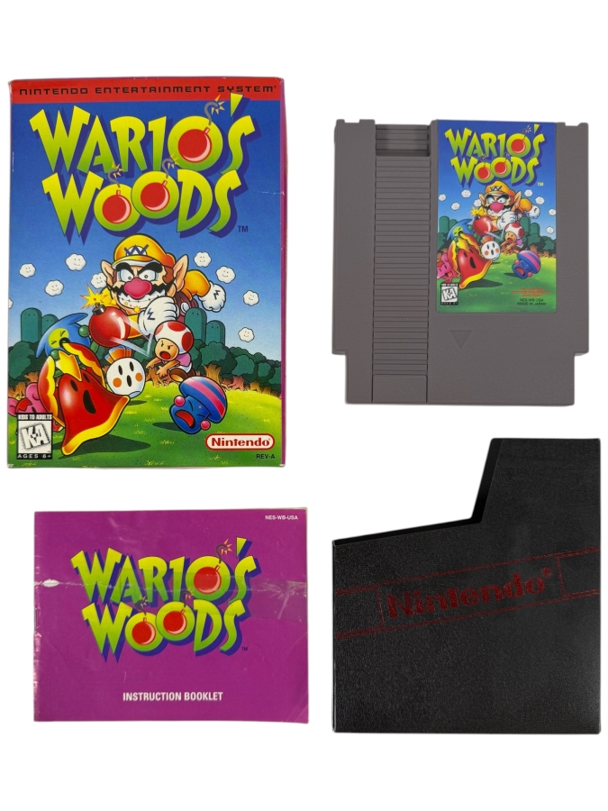 Wario's Woods Nintendo NES Complete In Box CIB With Manual And Dust Sleeve Estimate $90 - $140