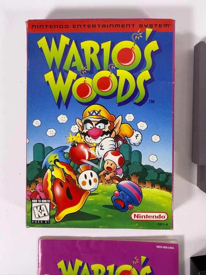 Wario's Woods Nintendo NES Complete In Box CIB With Manual And Dust Sleeve Estimate $90 - $140 [Photo 2]