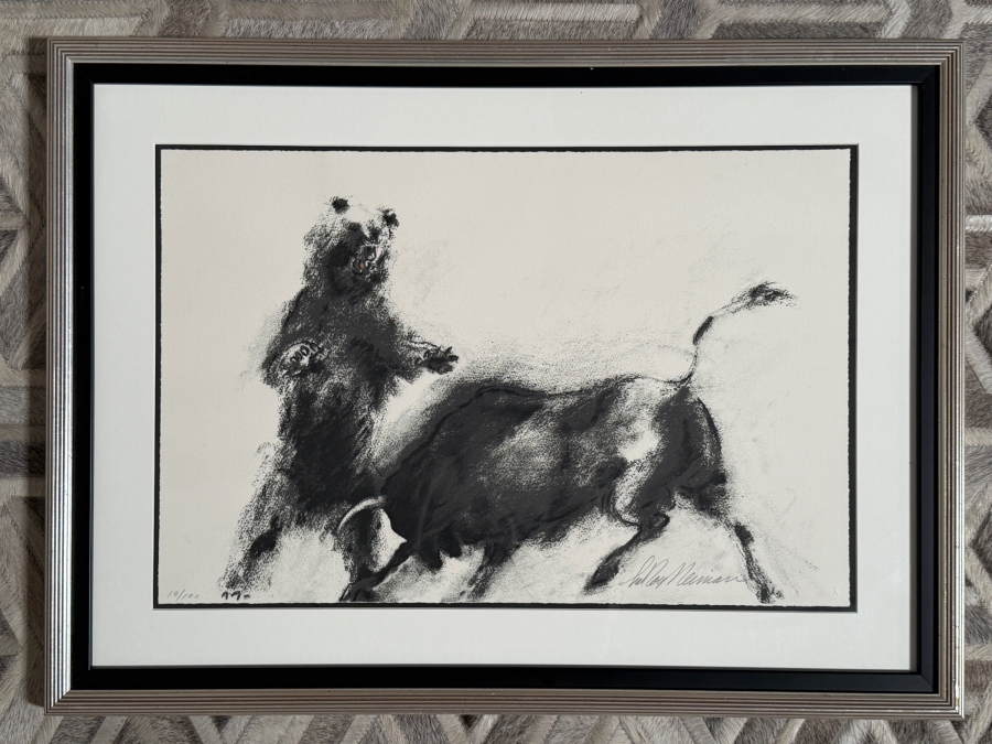 LeRoy Neiman (1921 - 2012, American) Bull And Bear Limited Edition Print Signed And Numbered 19/100 24' X 16' Framed 30' X 22' Estimate $1,200 - $2,500 [Photo 2]