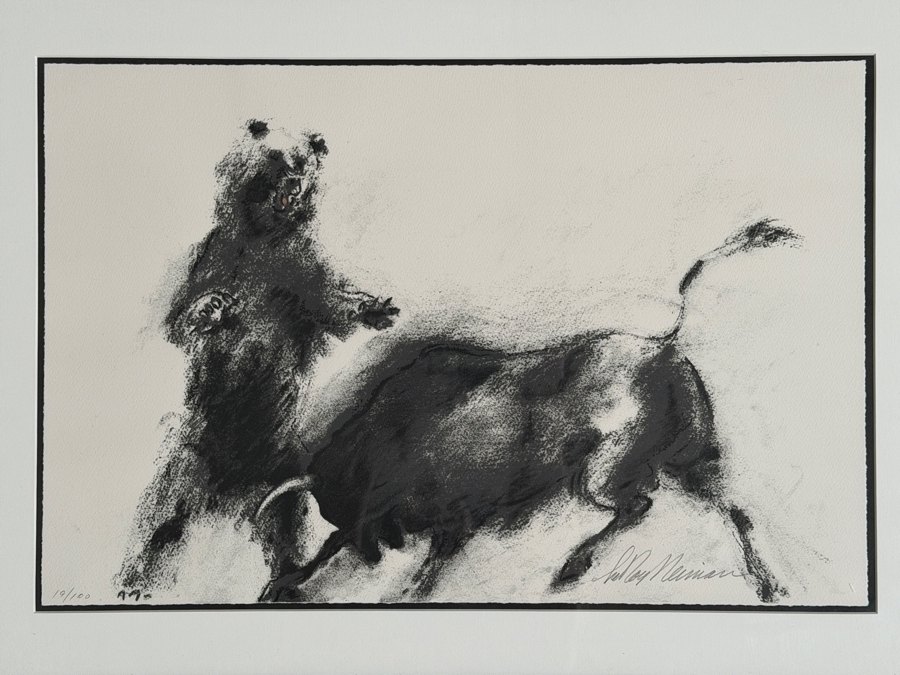 LeRoy Neiman (1921 - 2012, American) Bull And Bear Limited Edition Print Signed And Numbered 19/100 24' X 16' Framed 30' X 22' Estimate $1,200 - $2,500