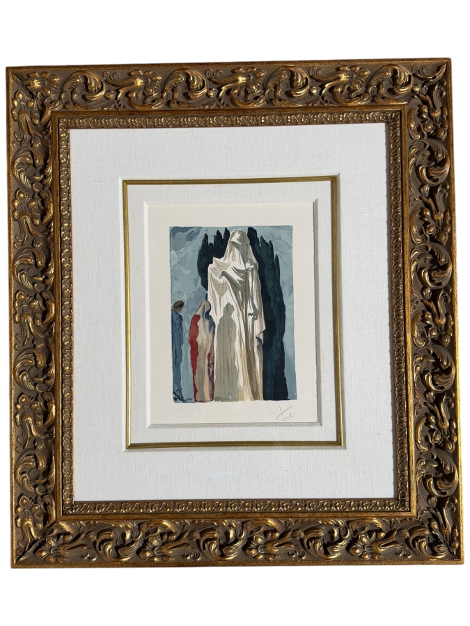 Salvador Dali (1904-1989, Spanish) Divine Comedy Inferno Canto 10 The Heretics Woodcut Hand Signed 9.5' X 12' Framed 24.5' X 27.5' Estimate $700 - $1,500 [Photo 2]