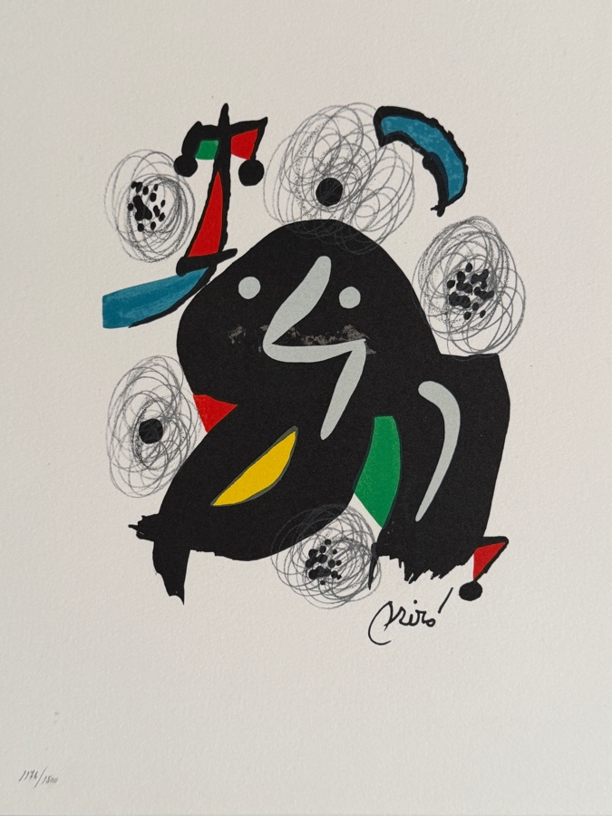 Joan Miro (1893-1983, Spain) Untitled From La Melodie Acide Lithograph Plate Signed And Numbered 1176/1500 10' X 13' Framed 20.5' X 23.5' Estimate $400 - $800