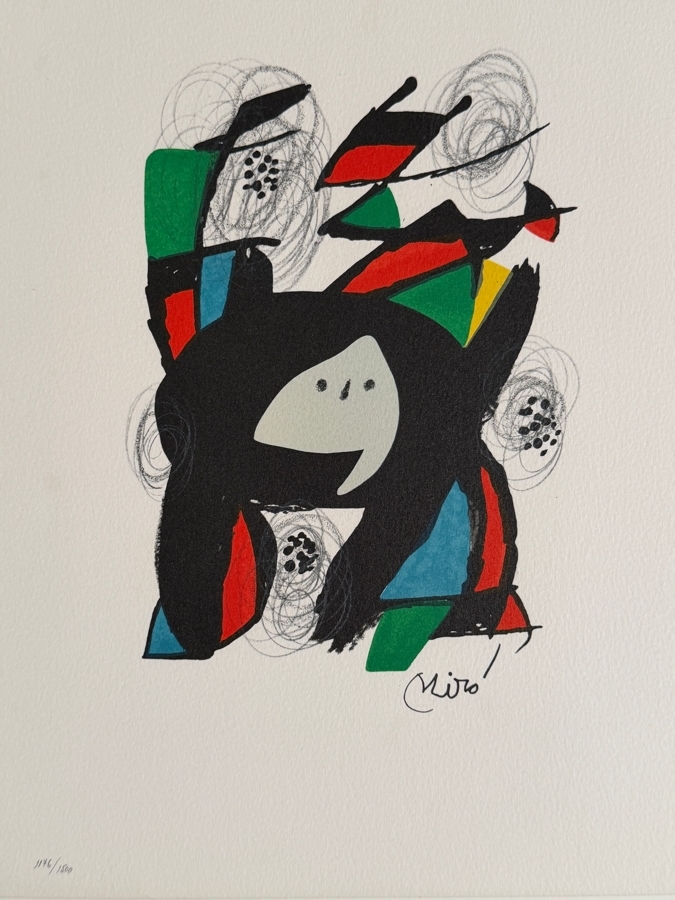 Joan Miro (1893-1983, Spain) Untitled From La Melodie Acide Planche XII Lithograph Plate Signed And Hand Numbered 1176/1500 10' X 13' Framed 20.5' X 23.5' Estimate $400 - $800