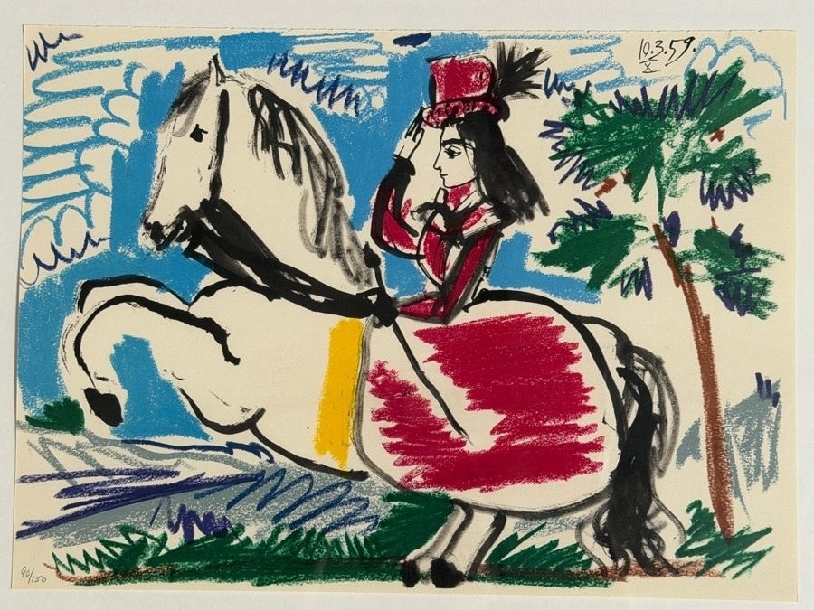 Pablo Picasso Toros Y Toreros 10.3.59 X Jacqueline On Horse Original Lithograph Printed By Fernand Mourlot Numbered 90/150 14.5' X 10' Framed 29' X 25.5' Estimate $800 - $1,500 [Photo 4]