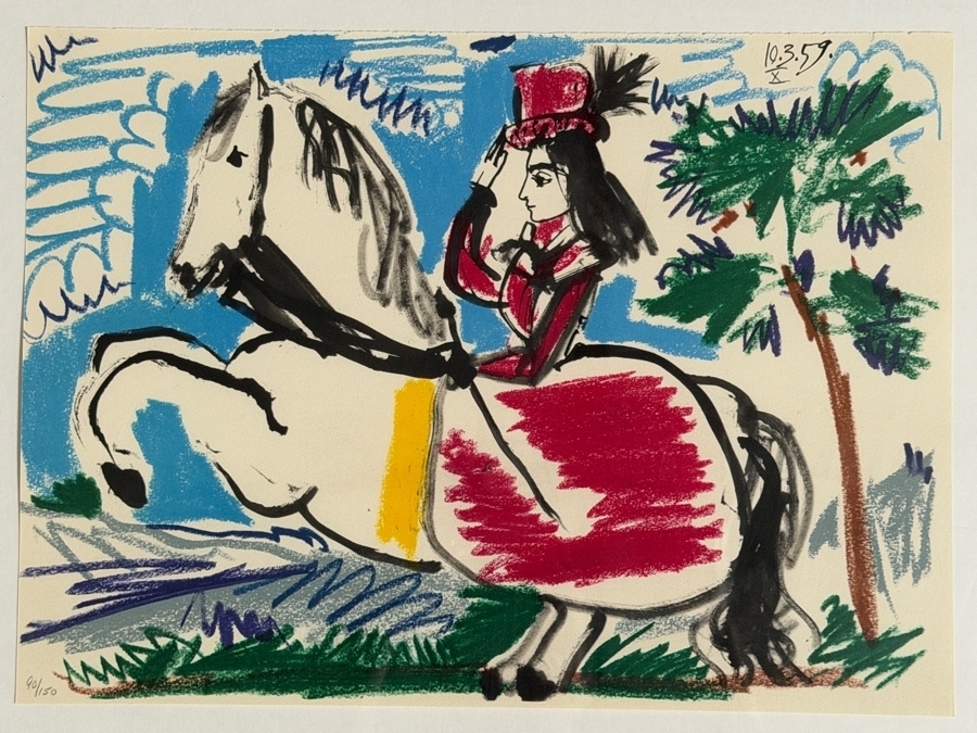 Pablo Picasso Toros Y Toreros 10.3.59 X Jacqueline On Horse Original Lithograph Printed By Fernand Mourlot Numbered 90/150 14.5' X 10' Framed 29' X 25.5' Estimate $800 - $1,500 [Photo 3]