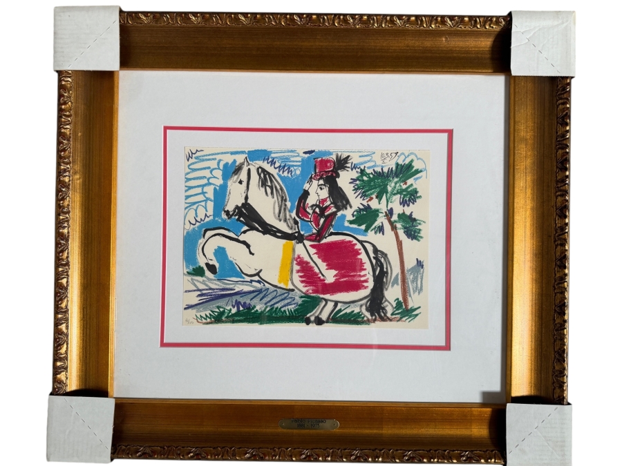 Pablo Picasso Toros Y Toreros 10.3.59 X Jacqueline On Horse Original Lithograph Printed By Fernand Mourlot Numbered 90/150 14.5' X 10' Framed 29' X 25.5' Estimate $800 - $1,500 [Photo 2]