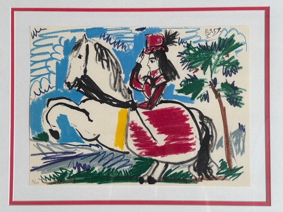 Pablo Picasso Toros Y Toreros 10.3.59 X Jacqueline On Horse Original Lithograph Printed By Fernand Mourlot Numbered 90/150 14.5' X 10' Framed 29' X 25.5' Estimate $800 - $1,500