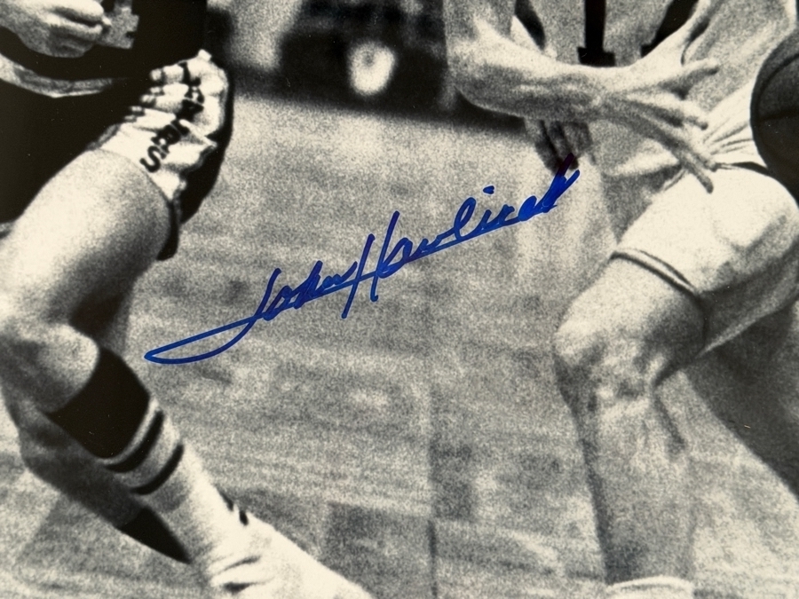 John Havlicek Drives Past Jerry West Signed 16x20 Photo Framed Steiner COA Estimate $150 - $250 [Photo 4]