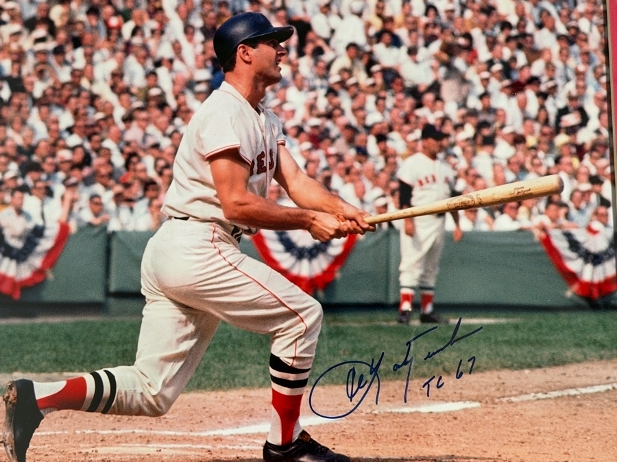 Carl Yastrzemski Signed Boston Red Sox 1967 World Series Swing 16x20 Photo Framed Inscribed TC 67 Steiner COA Estimate $150 - $250 [Photo 3]