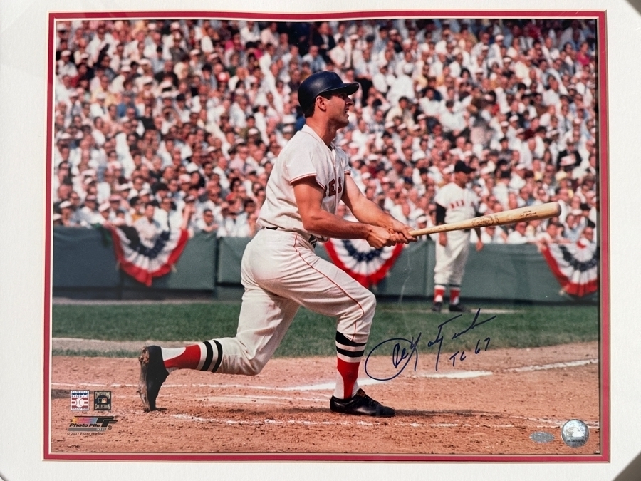 Carl Yastrzemski Signed Boston Red Sox 1967 World Series Swing 16x20 Photo Framed Inscribed TC 67 Steiner COA Estimate $150 - $250