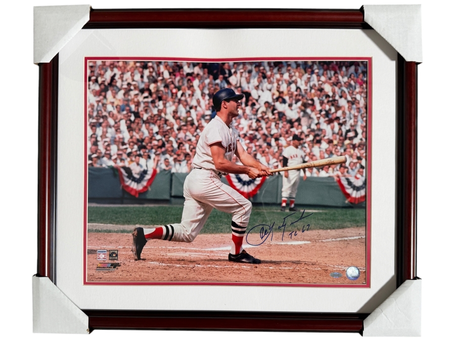 Carl Yastrzemski Signed Boston Red Sox 1967 World Series Swing 16x20 Photo Framed Inscribed TC 67 Steiner COA Estimate $150 - $250 [Photo 2]