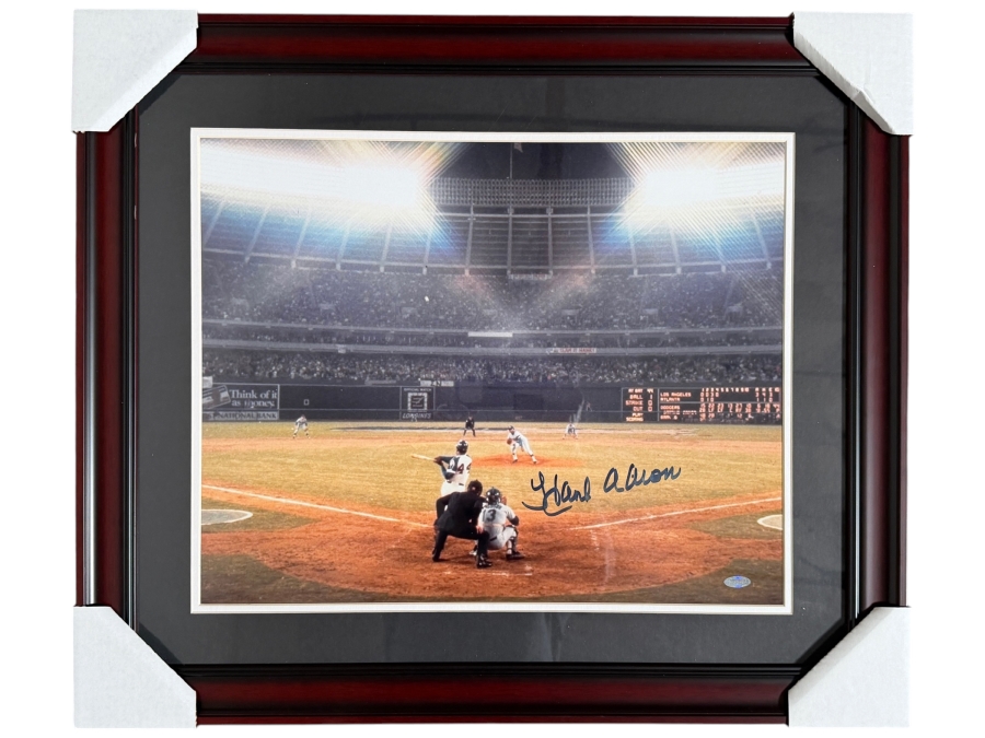 Hank Aaron Signed Atlanta Braves Record Breaking 715th Home Run 16x20 Photo Framed Steiner COA Estimate $400 - $800 [Photo 2]
