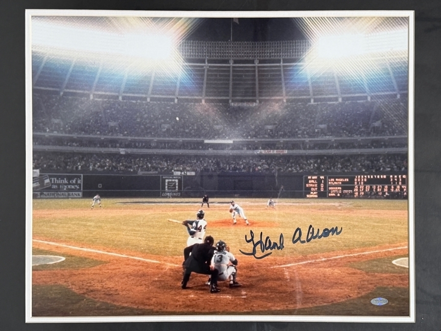 Hank Aaron Signed Atlanta Braves Record Breaking 715th Home Run 16x20 Photo Framed Steiner COA Estimate $400 - $800