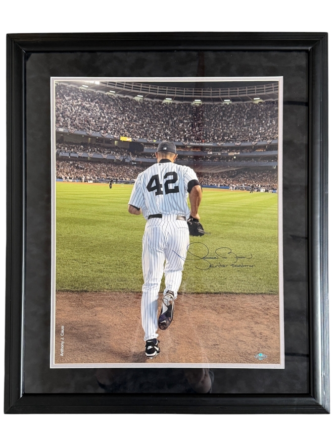 Mariano Rivera Signed New York Yankees Entering The Game 2006 16x20 Photo Framed Inscribed Enter Sandman Steiner COA Estimate $300 - $500 [Photo 2]