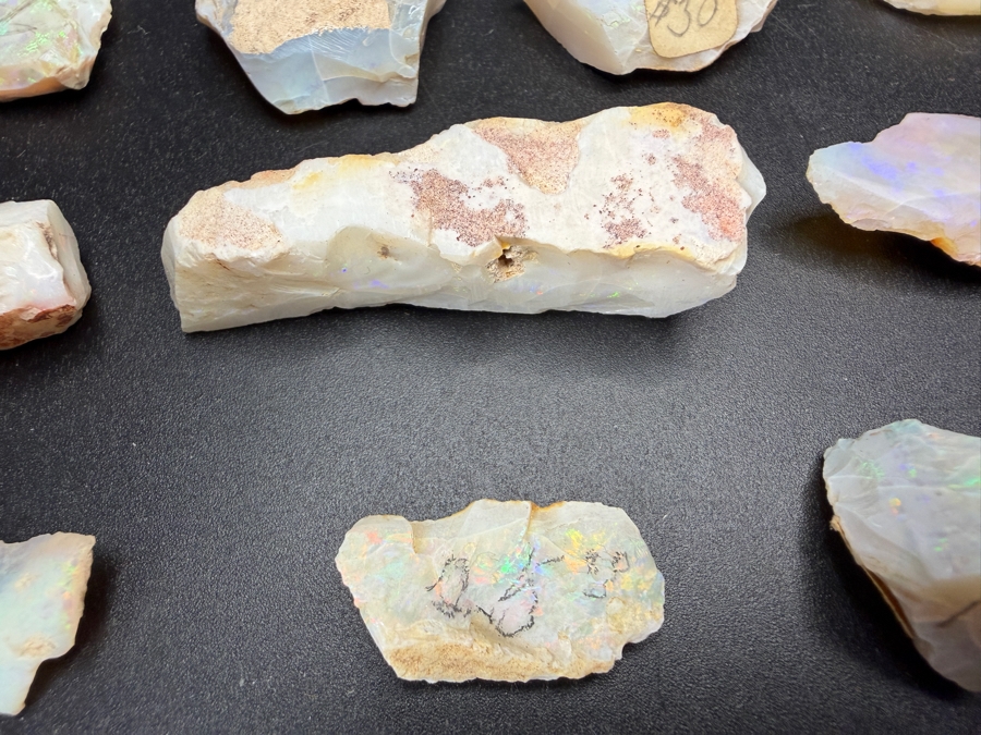 Just Added - Natural Rough Opal Specimen Multi Piece Estate Collection Variety Lot Featuring Translucent Raw Gemstones See Quarter For Scale Weighs 93.4g [Photo 2]