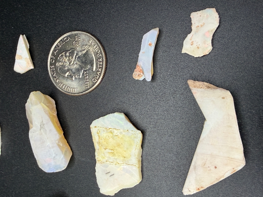 Just Added - Natural Rough Opal Specimen Multi Piece Estate Collection Variety Lot Featuring Translucent Raw Gemstones See Quarter For Scale Weighs 93.4g [Photo 12]