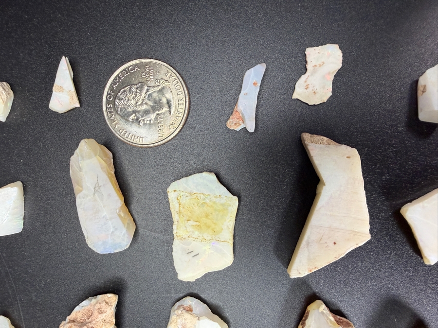 Just Added - Natural Rough Opal Specimen Multi Piece Estate Collection Variety Lot Featuring Translucent Raw Gemstones See Quarter For Scale Weighs 93.4g [Photo 6]