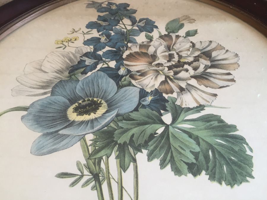 Lithograph Botanical Art Pair In Oval Frames [Photo 4]