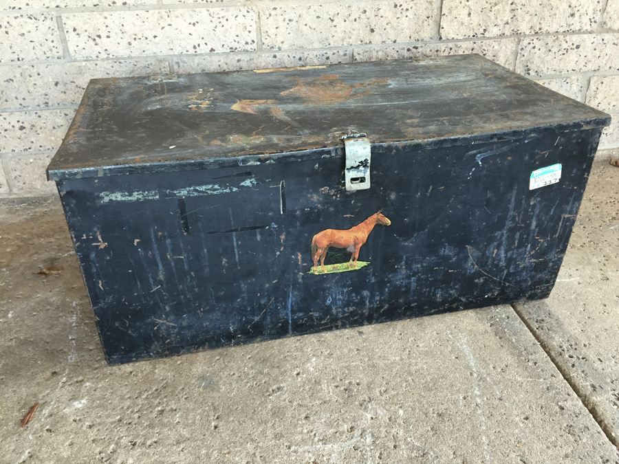 Vintage Metal Trunk With Horses [Photo 1]