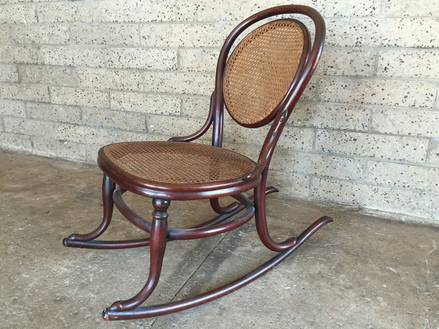 Vintage Child's Bentwood Cane Rocking Chair [Photo 2]