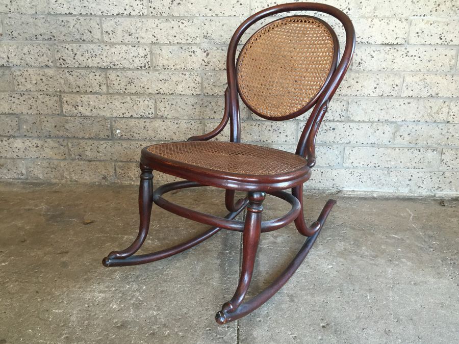 Vintage Child's Bentwood Cane Rocking Chair [Photo 1]