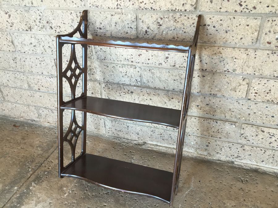 Vintage Mahogany 3-Tier Wall Shelf Unit [Photo 2]