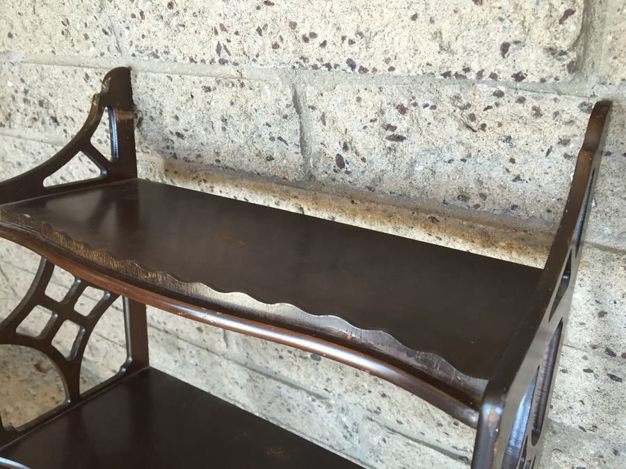 Vintage Mahogany 3-Tier Wall Shelf Unit [Photo 5]