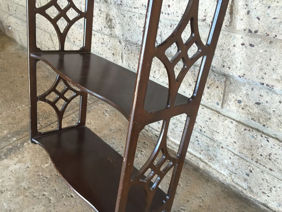 Vintage Mahogany 3-Tier Wall Shelf Unit [Photo 4]