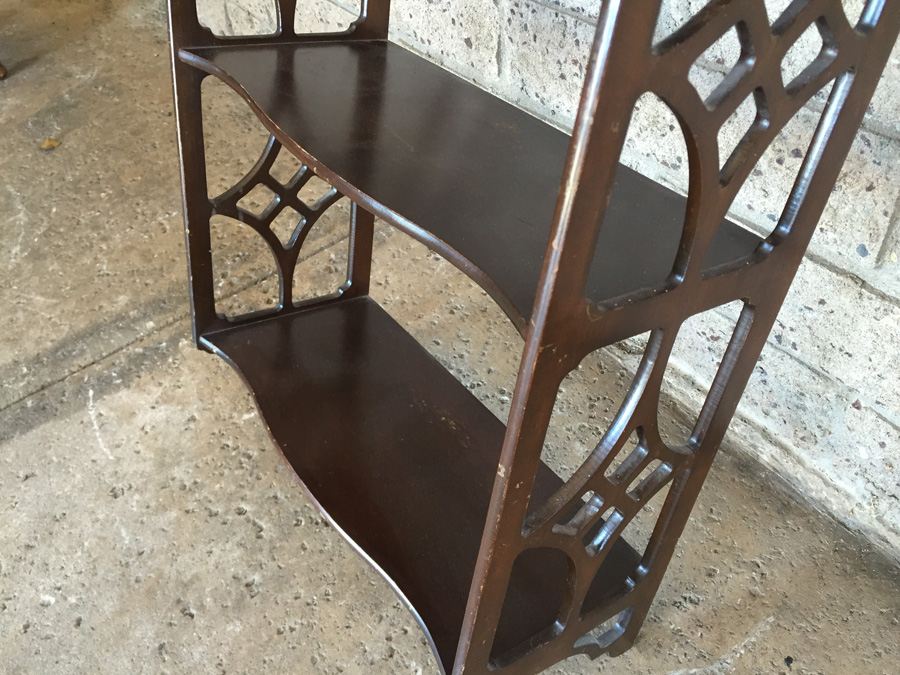 Vintage Mahogany 3-Tier Wall Shelf Unit [Photo 7]