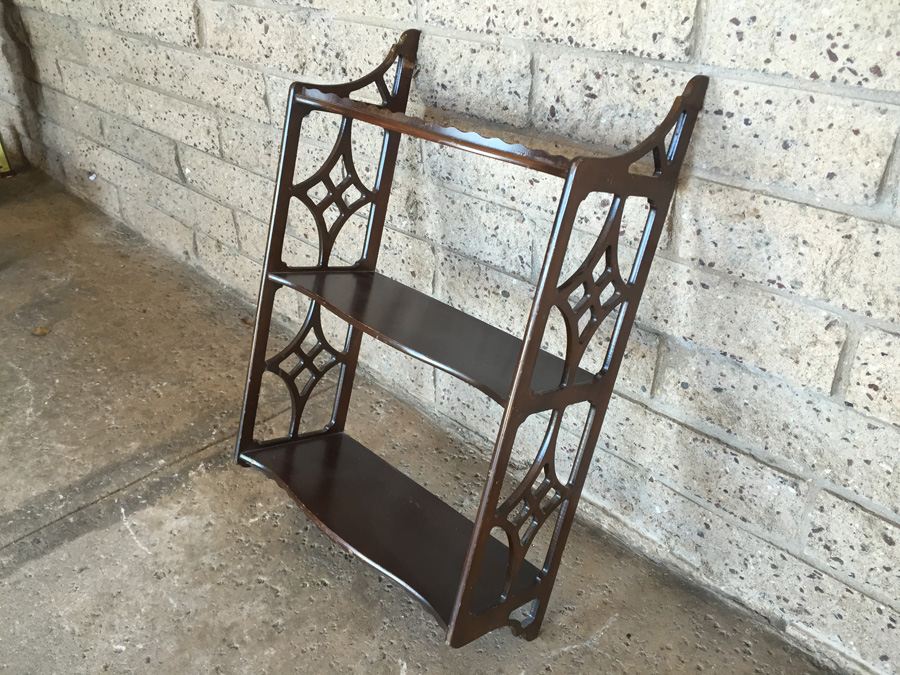 Vintage Mahogany 3-Tier Wall Shelf Unit [Photo 3]